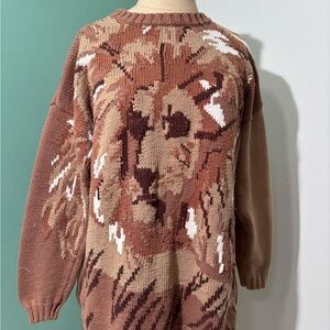 Vintage 1990’s cotton Knit Brown Lion Sweater